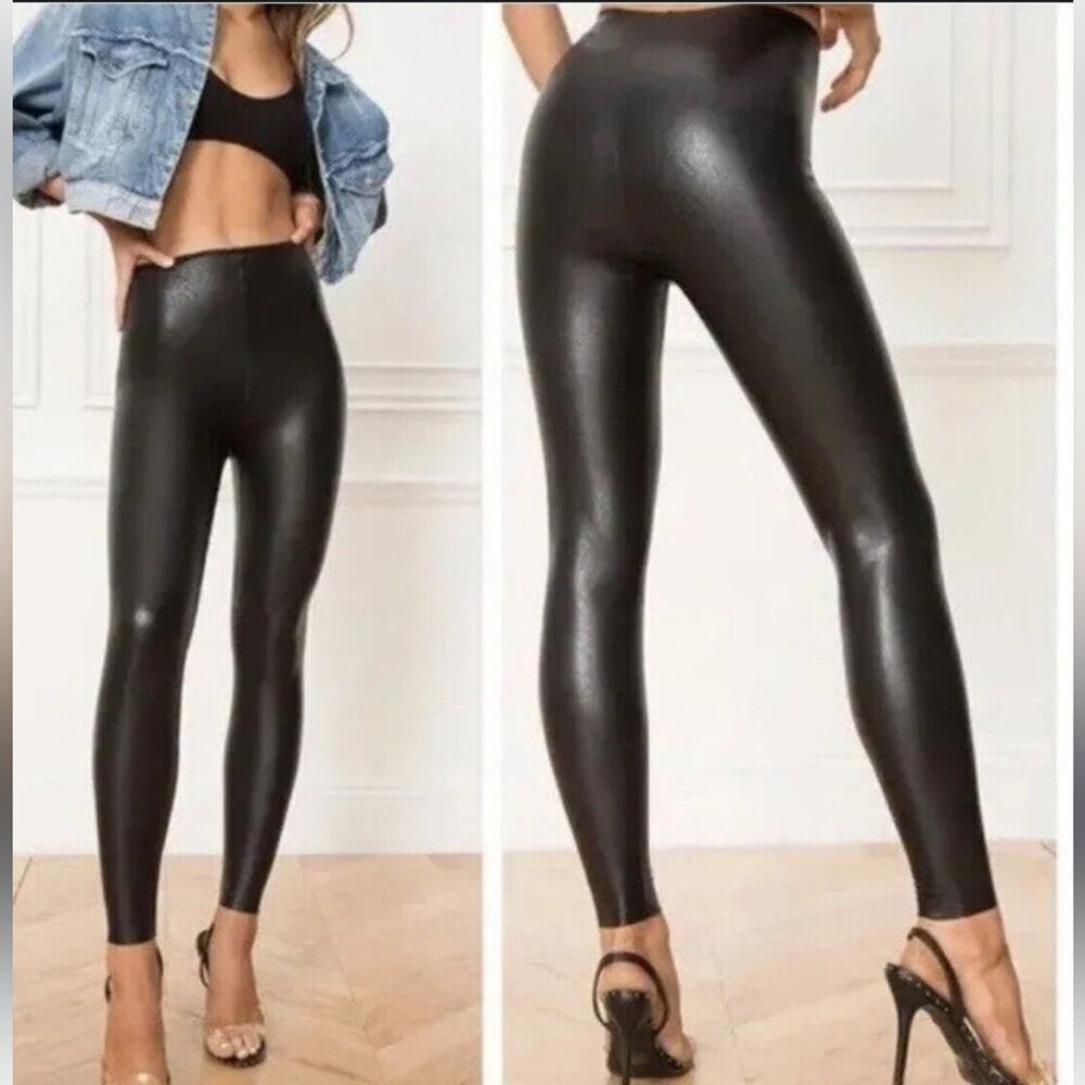 Commando Perfect Control Faux Leather High Rise Moto Legging Pants Size L